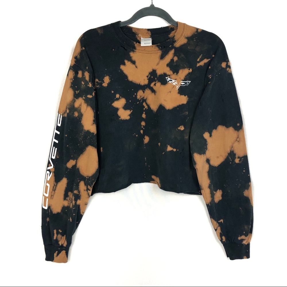 Corvette Distressed & Acid Washed Long Sleeve Crop